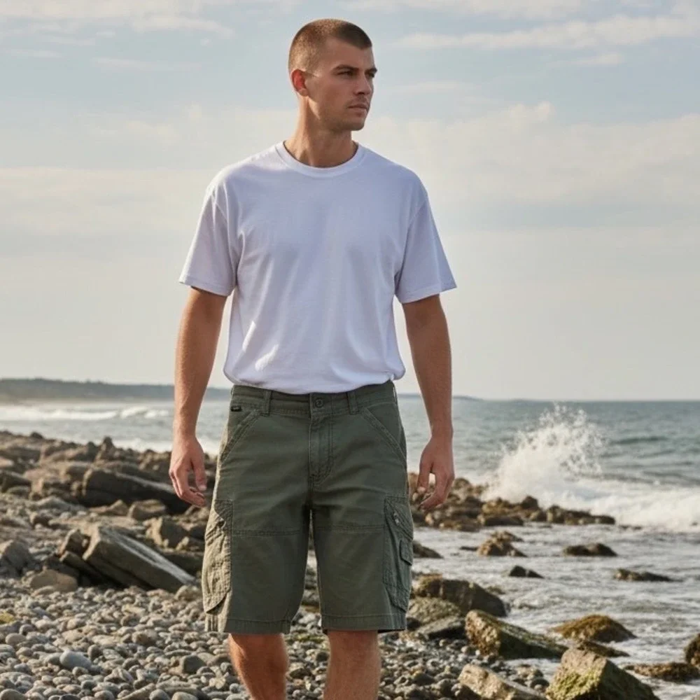 Kuhl Mens 32 Olive Green Vintage Patina Dye Cargo‎ Hiking Shorts 1988